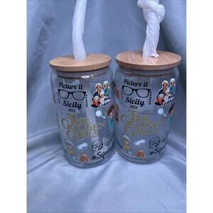 Glass golden Girl Tumblers With Straws